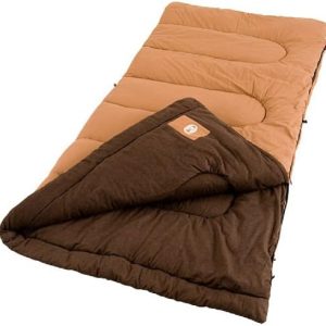 Coleman Dunnock 20°F Big ‘n Tall Sleeping Bag, Cold-Weather Sleeping Bag Fits Adults up to 6ft 4in, Machine Washable, Flannel Liner
